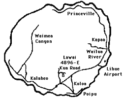 Map of Kauai and Hale Kua Kauai Bed and Breakfast